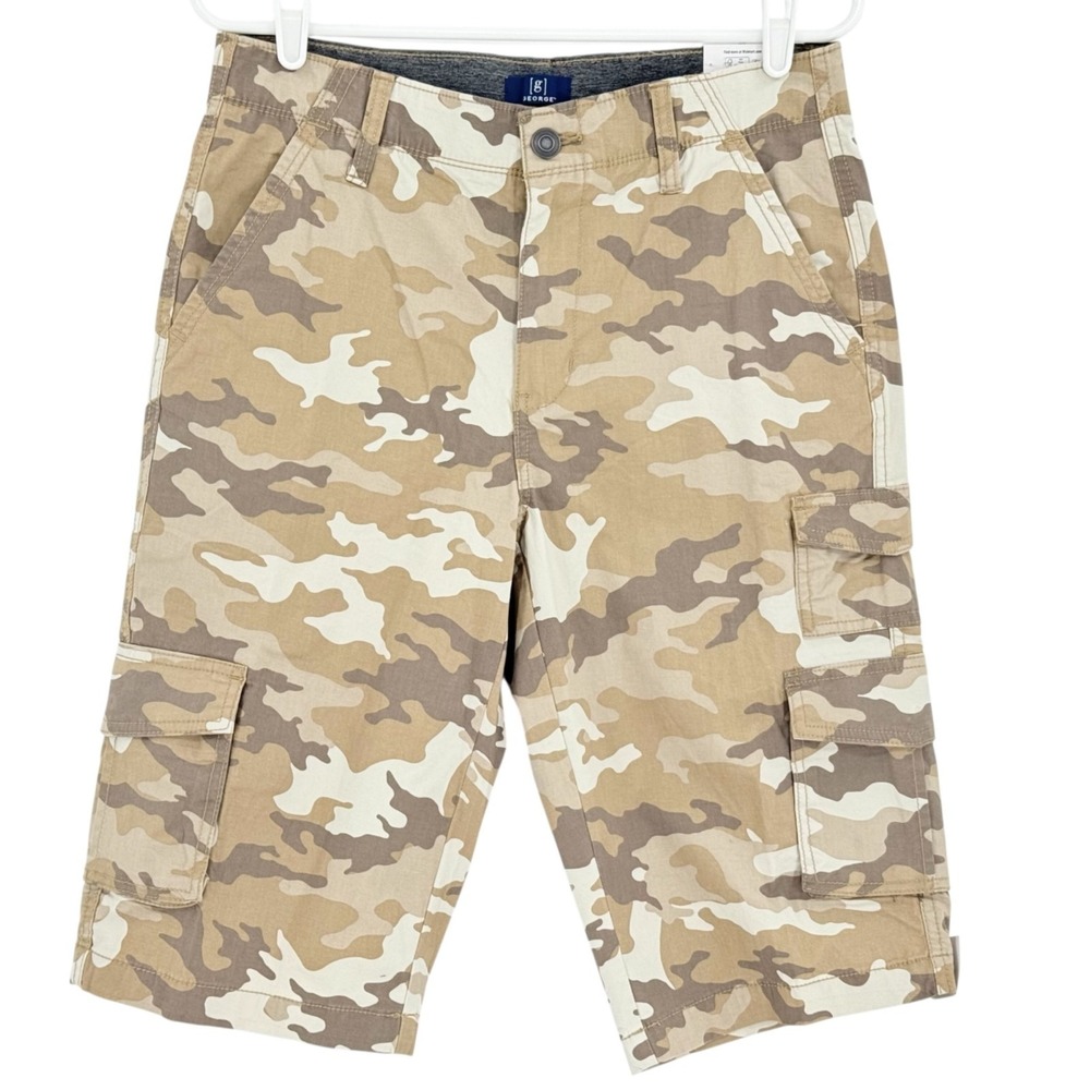 George Men's Desert Camo Below The Knee Messenger Cargo Shorts Size 30 NWT